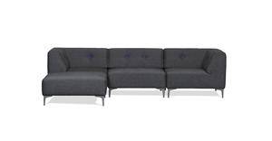 Morten Voss. THE SOFA FIFTYONE. Modulsofa med udskiftelige knapper. Antracit grå med Imperial Purple knapper.