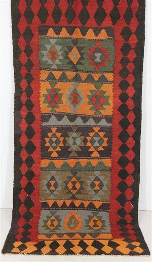 Orientalisk flatvävd matta, Harsin Kelim 285x128 cm