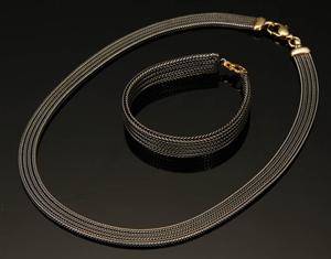 Smykkesæt med sterlingsølv med 8 kt guld