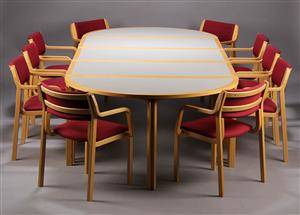 Dansk Møbelproducent. Konferencebord samt 10 armstole 15 