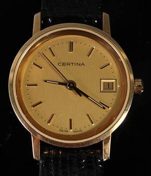 Certina, Damarmbandsur i 14 K guld