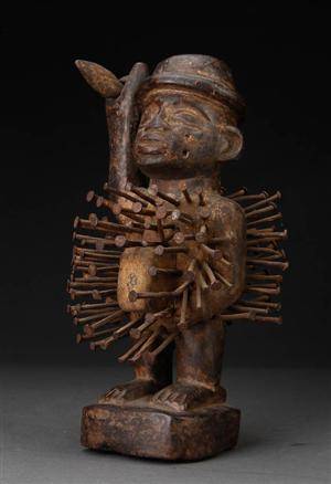 Sømfetisch, træ, glas og jern, Congo