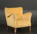Lænestol betrukket med velour, 1940erne