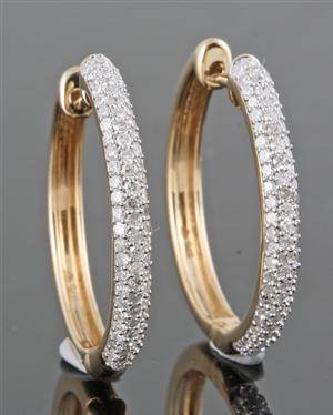 Diamond hoop earrings in gold approx. 0.72ct