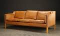 Stouby. Tre-pers. sofa, læder og bøgetræ 