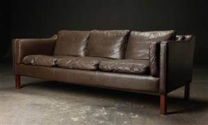 Tre-pers. sofa, læder, dansk møbelproducent