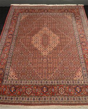 Persisk Bidjar-tæppe, håndknyttet uld på bomuld, 263 x 360 cm.