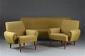 Sofagruppe bestående af tre-personers sofa, samt to lænestole, 1950erne1960erne 3 