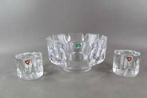 Skål och ljusstakar 2 st i kristall Orrefors