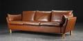 Tre-pers. sofa, læder, dansk møbelproducent