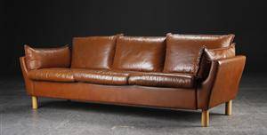 Tre-pers. sofa, læder, dansk møbelproducent