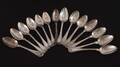 Matskedar 14st, silver, Gammal Fransk, bl.a. 1800-tal