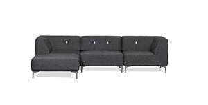 Morten Voss. THE SOFA FIFTYONE. Modulsofa med udskiftelige knapper. Antracit grå med Grey Flash knapper.
