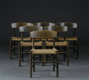 Børge Mogensen. Seks stole, model J - 39, bøg 6  