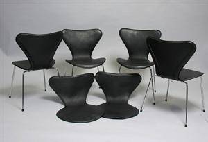 Læderovertræk til Arne Jacobsen 3107 stole. 6