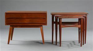 Sybord samt sæt indskudsborde af teak 4