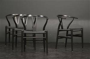 Hans J. Wegner, fire stole, model CH-24, Y-stolen, sortlakeret 4