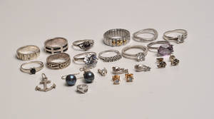 Samling vintage smykker af sølv