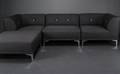 Morten Voss. THE SOFA TWENTYONE. Modulsofa med udskiftelige knapper. Antracit grå med Blue Pantone knapper  