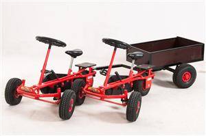 Zwei Kinderfahrzeuge Go-Karts Dino Baby von Dinocars, dazu ein Anhänger 3