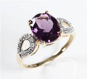Ametyst- og diamantring
