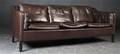 Dansk møbelproducent. Tre-personers sofa, brunt læder
