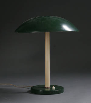 Bordlampe af hvid  grøn metal 1940érne
