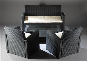 Havemøbler. Loungesæt af sort polyrattan 4