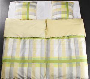 Fire komplette sengesæt i gaveæske, lime mønster, KEOPS COLLECTION 8 dele 