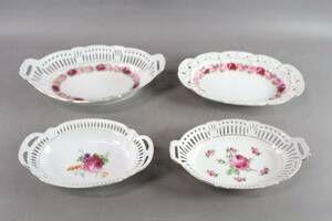 Skålar med genombruten kant och rosmotiv