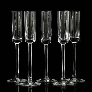 SNAPSGLAS 5 st, glas, Orrefors, 1900-tal.