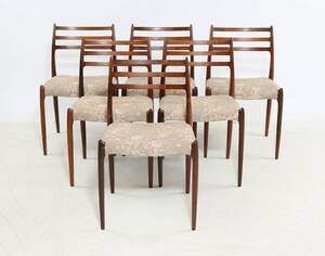 N. O. Møller. Sæt på seks stole i palisander, model 78 6 