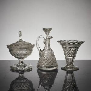 Karaff,  vas skål med lock