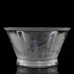 EDWARD HALD. SKÅL, glas, graverad dekor, signerad och daterad 1925.