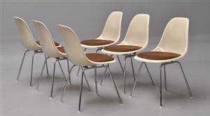 Charles Eames. Skalstole, model DSX. Cremehvid glasfiber 6 