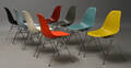 Charles Eames. Et sæt på otte skalstole, model DSS 8 