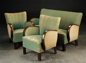 Sofamøbelment, sofa samt tre lænestole, 1940erne 4