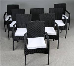 Otte armstole, sort polyrattan, aluminium stel 8