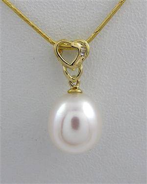 Perle og diamant vedhæng