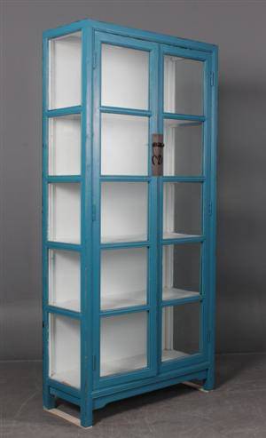 Vitrineskab, Blå antikbemaling