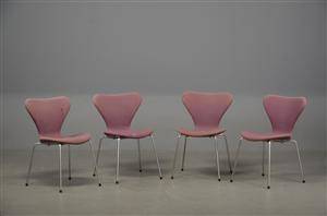 Arne Jacobsen, fire stole, model 3107, Syveren 4