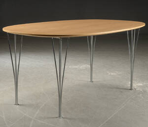 Piet Hein  Bruno Mathsson. Super Ellipse spisebord, bøg 150 cm. 