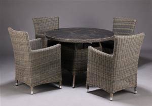 Havemøbelsæt, cirkulært bord samt 4 stole 5