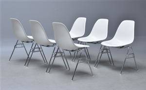 Charles Eames. Sæt på seks skalstole, model DSS, årg. 2011 6