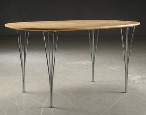 Piet Hein  Bruno Mathsson. Super Ellipse spisebord, bøg 135 cm. 