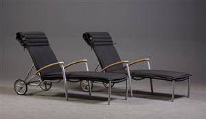 Par solvogne polyrattan, teak med hynder. 2  