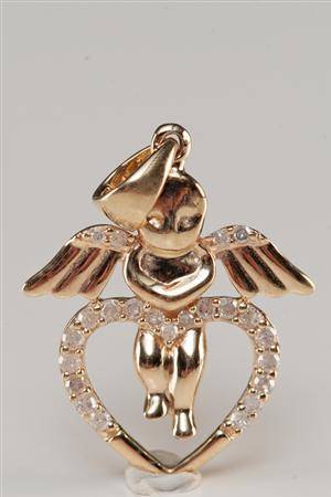 Vedhæng, guld med diamanter 0,25 ct.