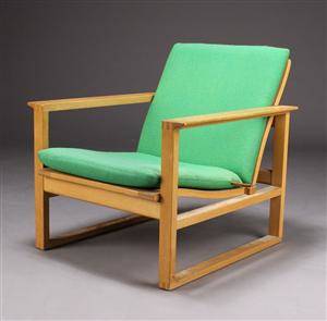 Børge Mogensen. Lænestol, eg grøne hynder