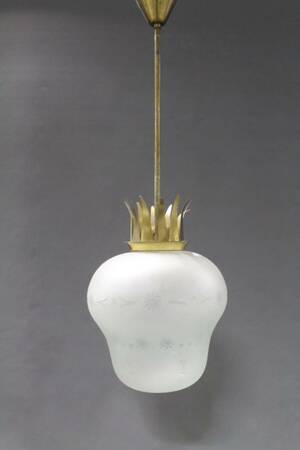 Taklampa i glas och mässing 19301940-tal