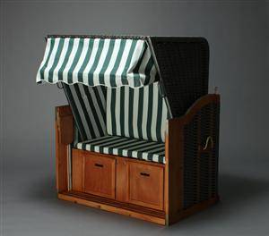 Strandkurv, model Hornbæk grønhvid stribet